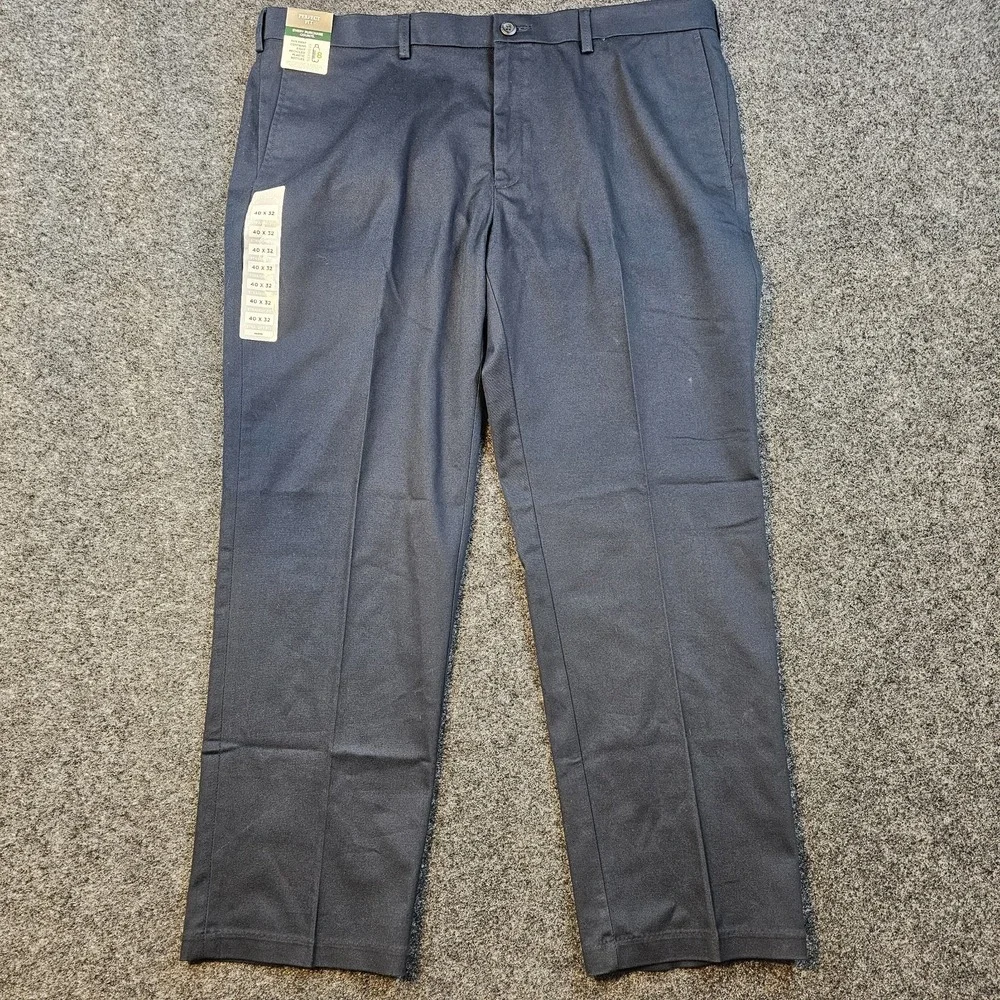 Haggar Wrinkle Free Performance Khaki Pants 40x32(29) Dark Navy Straight Comfort